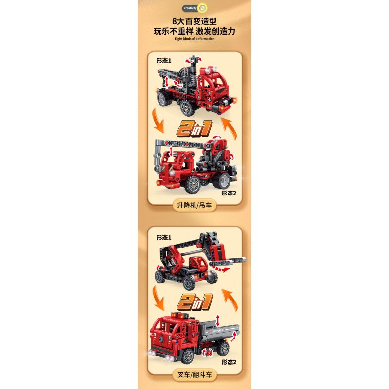 FORANGE FC9311 9311 non  KỸ THUẬT CHIBIAN 4 MÔ HÌNH bộ đồ chơi xếp lắp ráp ghép mô hình  ENGINE MORPH Kỹ Thuật Công Nghệ Cao Mô Hình Phương Tiện 801 khối