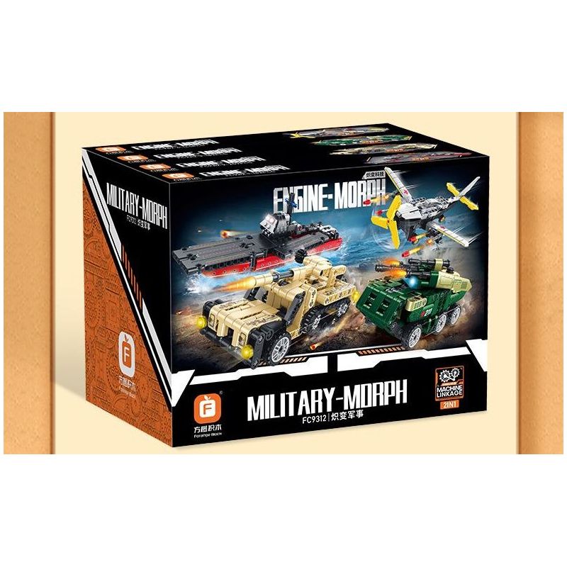 FORANGE FC9312 9312 non  MÔ HÌNH QUÂN ĐỘI CHIBI 4 bộ đồ chơi xếp lắp ráp ghép mô hình  ENGINE MORPH Kỹ Thuật Công Nghệ Cao Mô Hình Phương Tiện 642 khối
