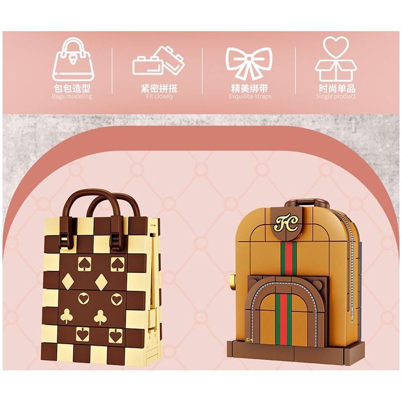 FORANGE FC8284 8284 non  TÚI XÁCH THỜI TRANG 6 KIỂU DÁNG bộ đồ chơi xếp lắp ráp ghép mô hình 642 khối