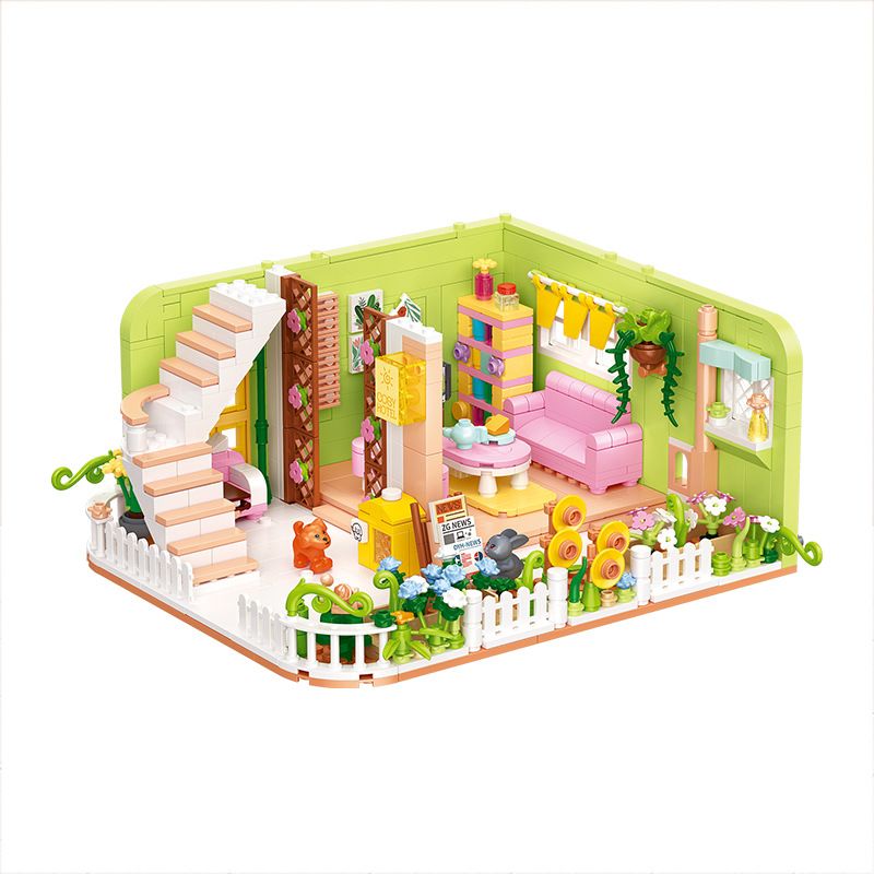 ZHEGAO 612016 non  NGÔI NHÀ ẤM CÚNG bộ đồ chơi xếp lắp ráp ghép mô hình Girl WARM HOME Con Gái 1375 khối
