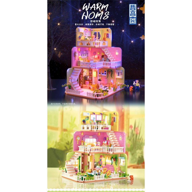 ZHEGAO 612016 non  NGÔI NHÀ ẤM CÚNG bộ đồ chơi xếp lắp ráp ghép mô hình Girl WARM HOME Con Gái 1375 khối