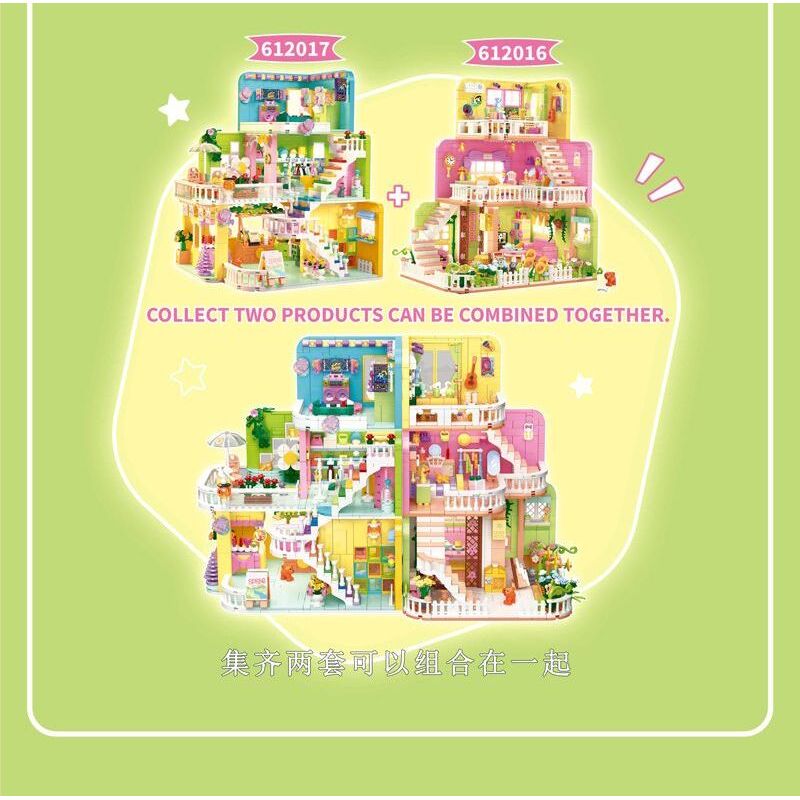 ZHEGAO 612016 non  NGÔI NHÀ ẤM CÚNG bộ đồ chơi xếp lắp ráp ghép mô hình Girl WARM HOME Con Gái 1375 khối