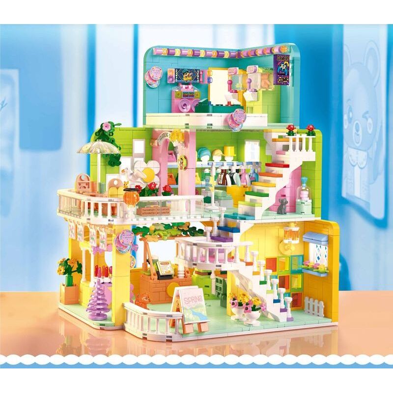 ZHEGAO 612017 non  TRUNG TÂM MUA SẮM MENNGLE bộ đồ chơi xếp lắp ráp ghép mô hình Girl MENGLE MALL Con Gái 1432 khối