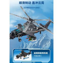 SEMBO 202230 non  MỘT QUỐC GIA HÙNG MẠNH TRỰC THĂNG VŨ TRANG WUZHI-10 bộ đồ chơi xếp lắp ráp ghép mô hình Military Army Quân Sự Bộ Đội 732 khối