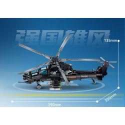 SEMBO 202230 non  MỘT QUỐC GIA HÙNG MẠNH TRỰC THĂNG VŨ TRANG WUZHI-10 bộ đồ chơi xếp lắp ráp ghép mô hình Military Army Quân Sự Bộ Đội 732 khối