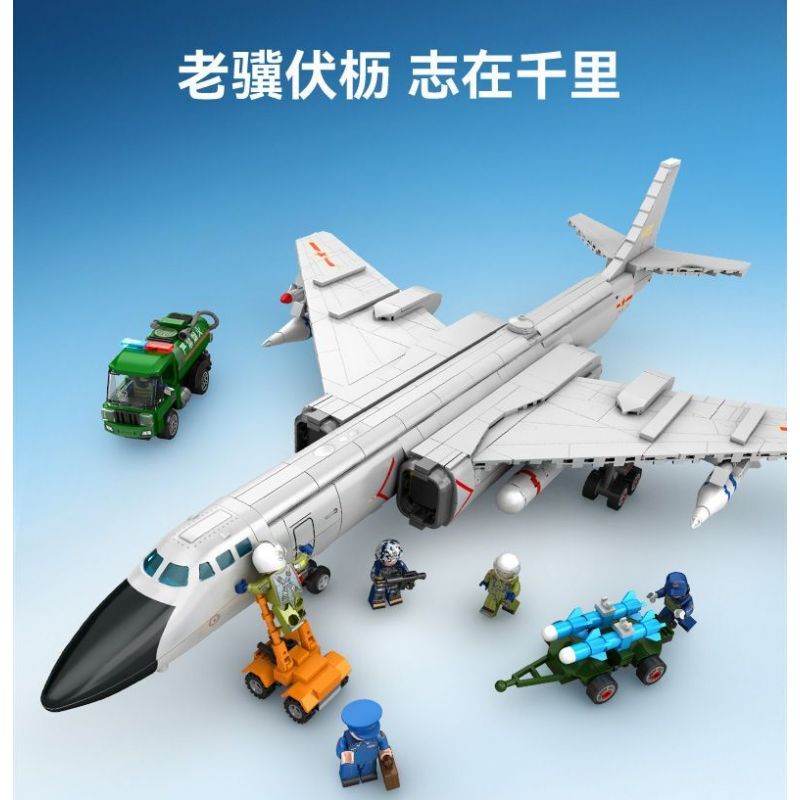 SEMBO 202232 non  VINH QUANG CỦA CƯỜNG QUỐC MÁY BAY NÉM BOM TẦM TRUNG VÀ XA H-6K bộ đồ chơi xếp lắp ráp ghép mô hình Military Army Quân Sự Bộ Đội 1294 khối