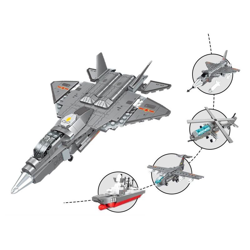 SEMBO 202193 202194 202195 202196 non  ĐẤT NƯỚC HÙNG MẠNH TIÊM KÍCH TÀNG HÌNH J-35 4 TỔ HỢP bộ đồ chơi xếp lắp ráp ghép mô hình Military Army Quân Sự Bộ Đội 511 khối