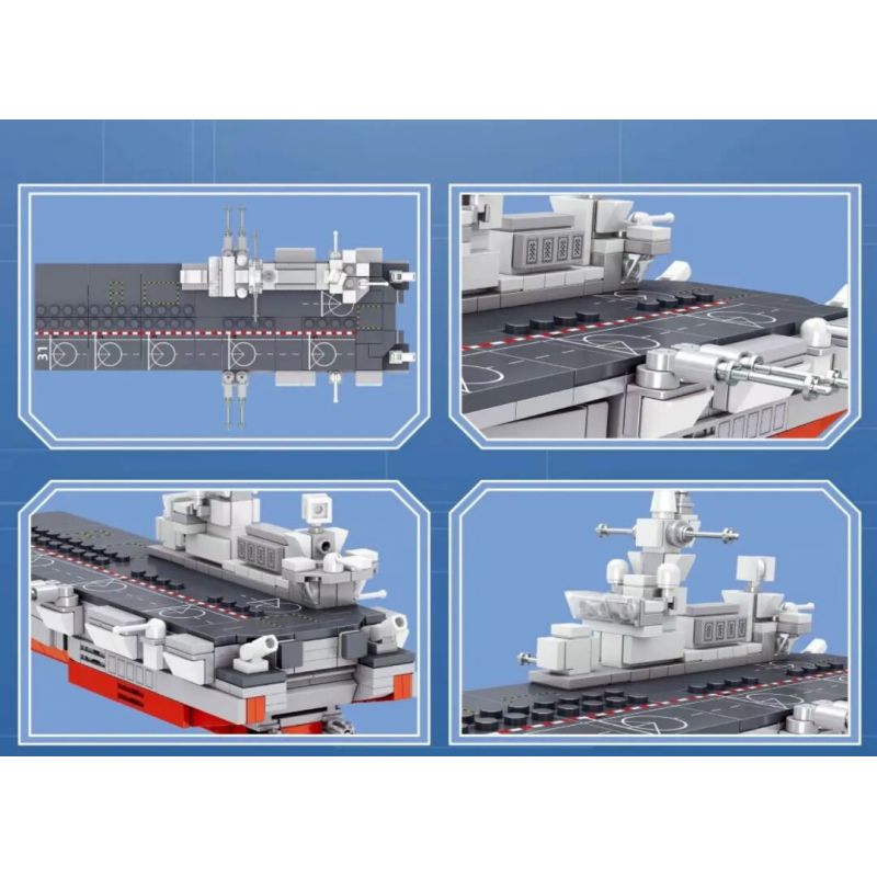 ZHEGAO QL2600 2600 non  TÀU TẤN CÔNG ĐỔ BỘ TYPE 075 HẢI NAM bộ đồ chơi xếp lắp ráp ghép mô hình Military Army Quân Sự Bộ Đội 404 khối