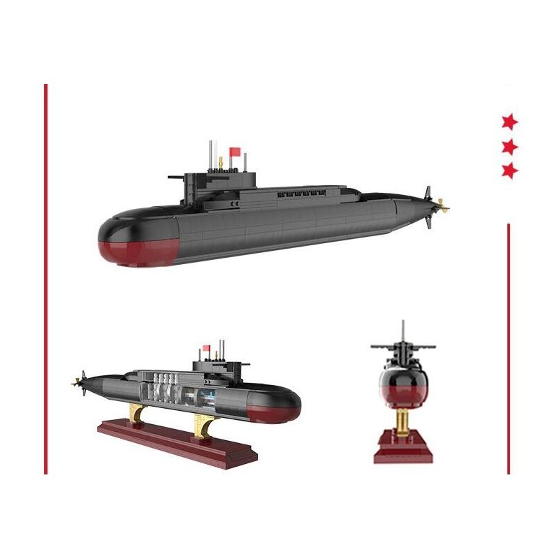 ZHEGAO QJ5181 5181 non  TÀU NGẦM HẠT NHÂN CHIẾN LƯỢC TYPE 094 tỷ lệ 1:205 bộ đồ chơi xếp lắp ráp ghép mô hình Military Army Quân Sự Bộ Đội 990 khối