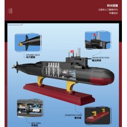 ZHEGAO QJ5181 5181 non  TÀU NGẦM HẠT NHÂN CHIẾN LƯỢC TYPE 094 tỷ lệ 1:205 bộ đồ chơi xếp lắp ráp ghép mô hình Military Army Quân Sự Bộ Đội 990 khối