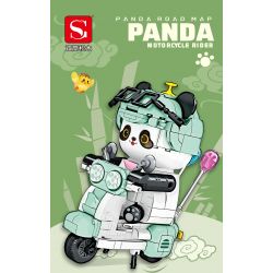 DOUBLE HEIGHT 20809 non  XE MÁY GẤU TRÚC bộ đồ chơi xếp lắp ráp ghép mô hình PANDA MOTORCYCLE RIDER 547 khối