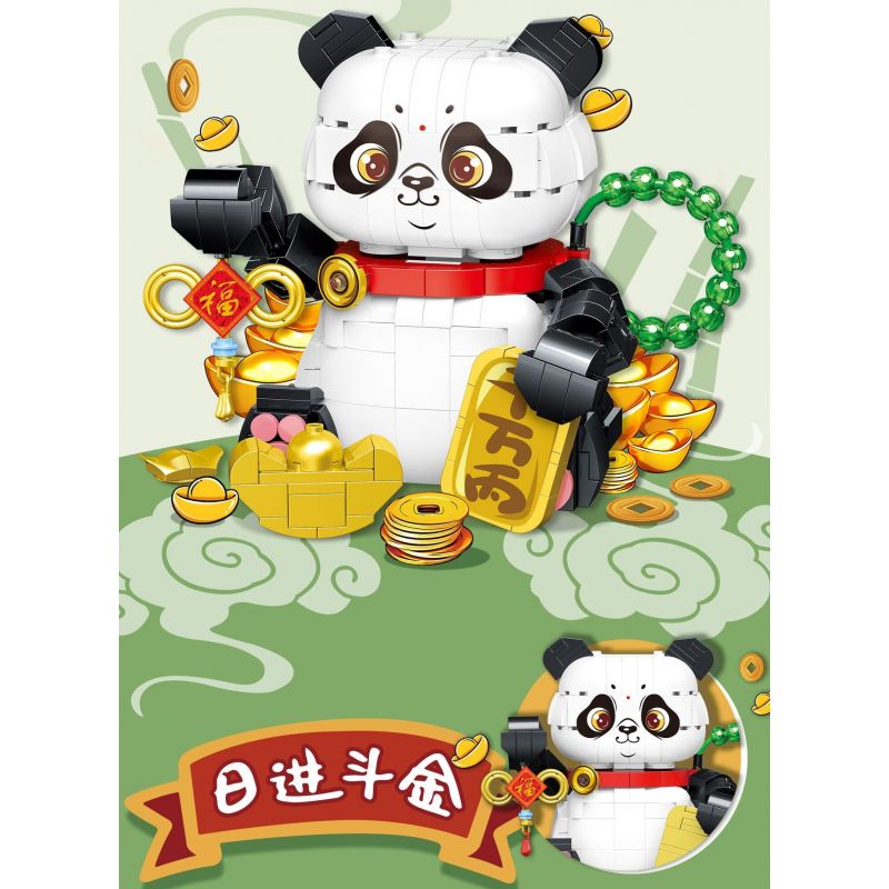 DOUBLE HEIGHT 20808 non  GẤU TRÚC MAY MẮN bộ đồ chơi xếp lắp ráp ghép mô hình FORTUNE PANDA 526 khối