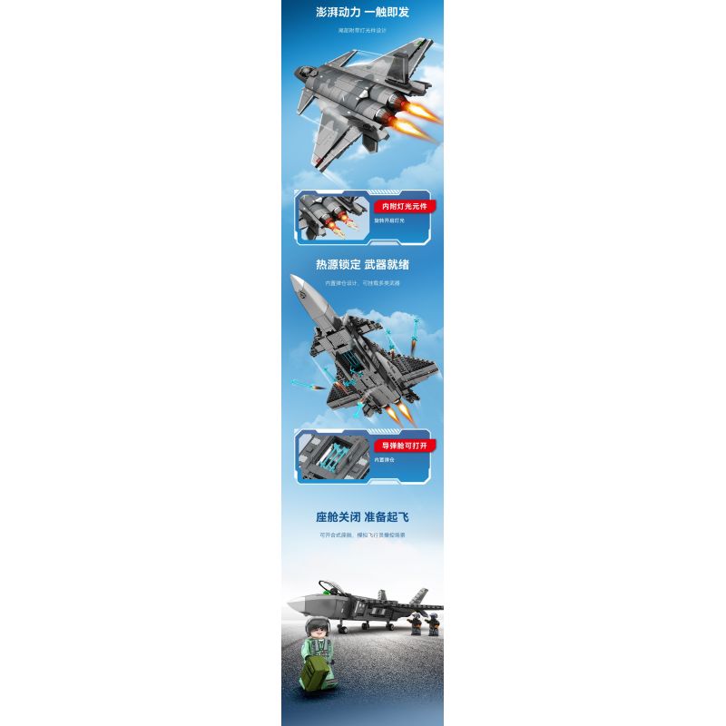 SEMBO 202199 non  QUỐC GIA HÙNG MẠNH TIÊM KÍCH TÀNG HÌNH J-20 bộ đồ chơi xếp lắp ráp ghép mô hình Military Army Quân Sự Bộ Đội 845 khối