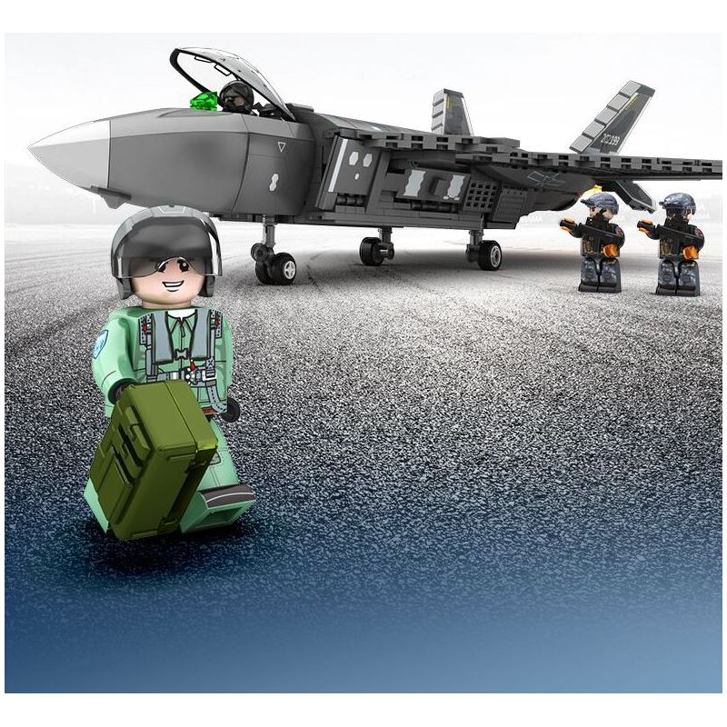 SEMBO 202199 non  QUỐC GIA HÙNG MẠNH TIÊM KÍCH TÀNG HÌNH J-20 bộ đồ chơi xếp lắp ráp ghép mô hình Military Army Quân Sự Bộ Đội 845 khối