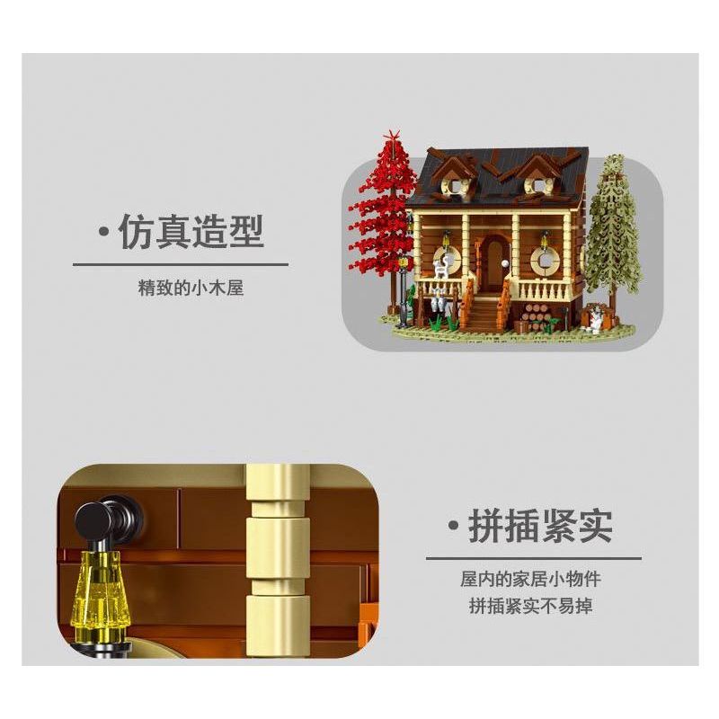 MorkModel 031074 Mork Model 031074 non  TÚP LỀU RỪNG bộ đồ chơi xếp lắp ráp ghép mô hình Creator FOREST CABIN Sáng Tạo 1645 khối