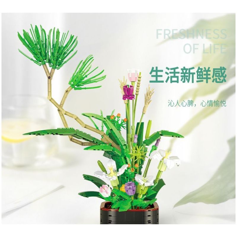 XINGBAO XB-05004 05004 XB05004 non  CÂY TRỒNG TRONG CHẬU HOA HUỆ YAOCHI bộ đồ chơi xếp lắp ráp ghép mô hình Creator LILY IN THE JADE POOL Sáng Tạo 905 khối