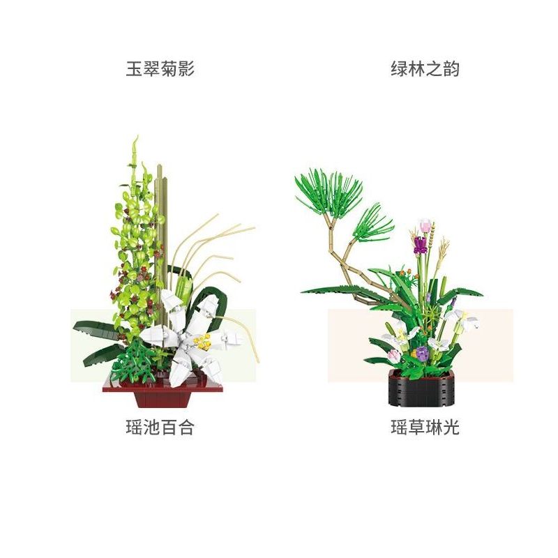 XINGBAO XB-05007 05007 XB05007 non  CHẬU HOA NÉT QUYẾN RŨ CỦA RỪNG XANH bộ đồ chơi xếp lắp ráp ghép mô hình Creator THE CHARM OF GREEN POTTED PLANTS Sáng Tạo 1534 khối
