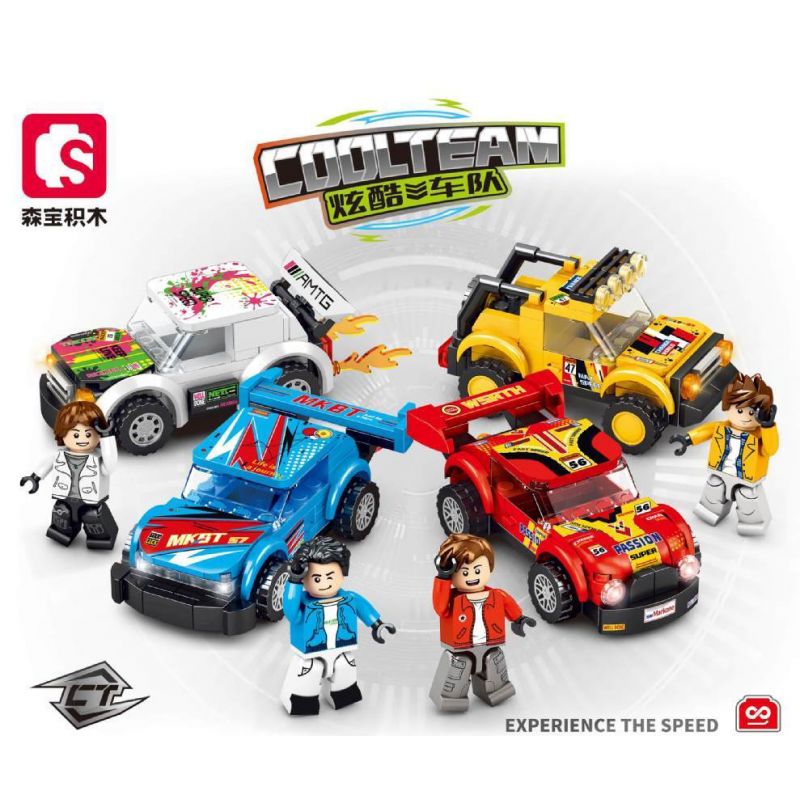 SEMBO 2848 2849 2850 2851 non  HẠM ĐỘI MÁT MẺ bộ đồ chơi xếp lắp ráp ghép mô hình Racers COOL TEAM Đua Tốc Độ 394 khối