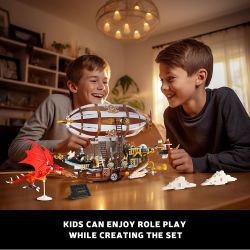 92201 non  KHÍ CẦU bộ đồ chơi xếp lắp ráp ghép mô hình AIRSHIP 1283 khối