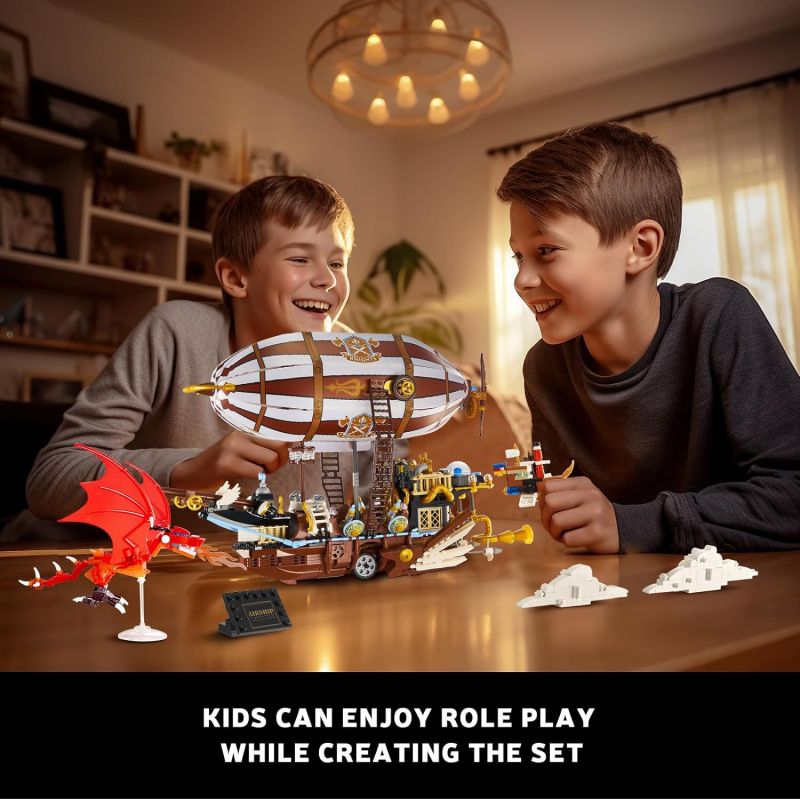 92201 non  KHÍ CẦU bộ đồ chơi xếp lắp ráp ghép mô hình AIRSHIP 1283 khối