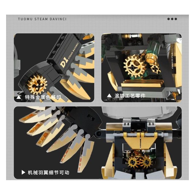 TAKUKI T7003 7003 non  HƠI NƯỚC DA VINCI CÚ bộ đồ chơi xếp lắp ráp ghép mô hình STEAM DAVINCI