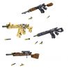 ZHEGAO 946001 non  4 LOẠI SÚNG TIỂU LIÊN bộ đồ chơi xếp lắp ráp ghép mô hình Military Army Quân Sự Bộ Đội 600 khối