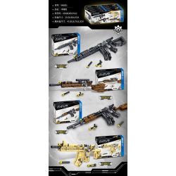 ZHEGAO 946001 non  4 LOẠI SÚNG TIỂU LIÊN bộ đồ chơi xếp lắp ráp ghép mô hình Military Army Quân Sự Bộ Đội 600 khối