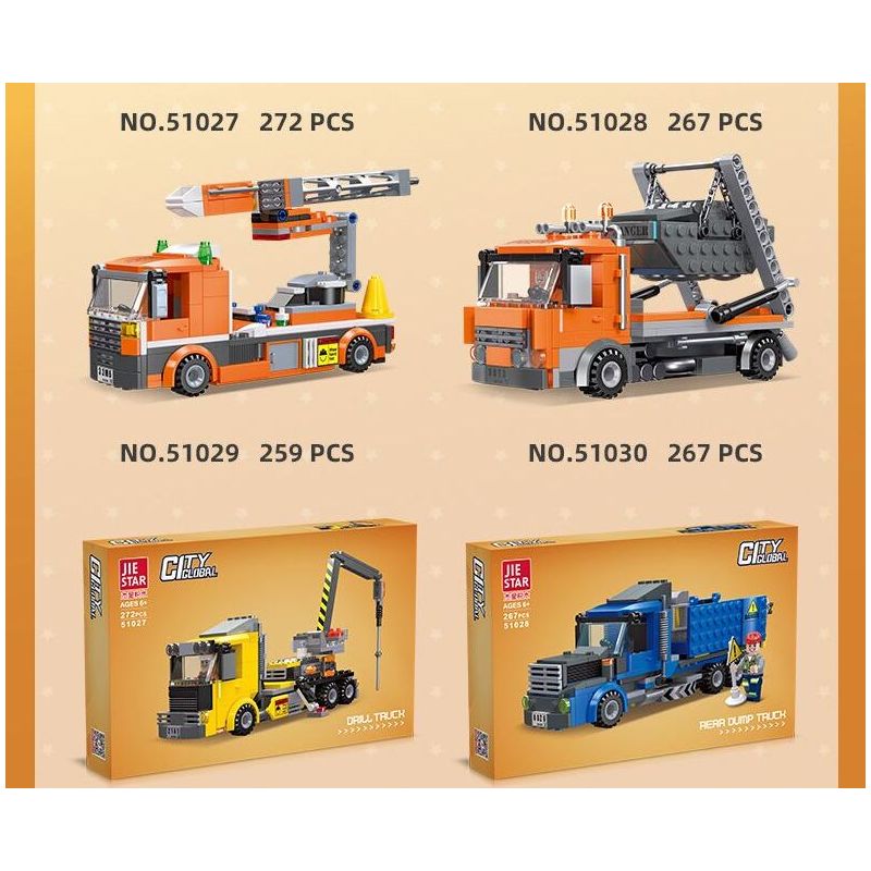 JIESTAR 51027 non  XE ĐẨY MŨI KHOAN bộ đồ chơi xếp lắp ráp ghép mô hình City CITY GLOBAL Thành Phố 272 khối