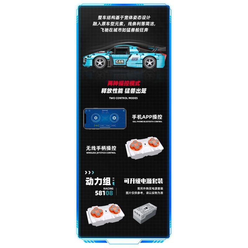 JIESTAR 58108 non  XE THỂ THAO HONGQI S9 tỷ lệ 1:14 bộ đồ chơi xếp lắp ráp ghép mô hình  Kỹ Thuật Công Nghệ Cao Mô Hình Phương Tiện 1626 khối