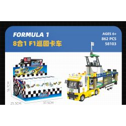 JIESTAR 58103 non  XE DU LỊCH F1 8 TỔ HỢP bộ đồ chơi xếp lắp ráp ghép mô hình Racers FORMULA 1 Đua Tốc Độ 862 khối