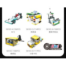 JIESTAR 58103 non  XE DU LỊCH F1 8 TỔ HỢP bộ đồ chơi xếp lắp ráp ghép mô hình Racers FORMULA 1 Đua Tốc Độ 862 khối