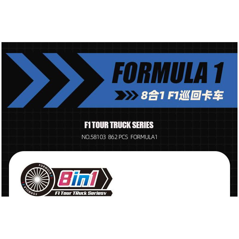 JIESTAR 58103 non  XE DU LỊCH F1 8 TỔ HỢP bộ đồ chơi xếp lắp ráp ghép mô hình Racers FORMULA 1 Đua Tốc Độ 862 khối