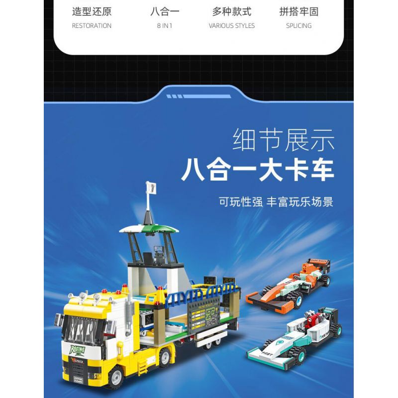 JIESTAR 58103 non  XE DU LỊCH F1 8 TỔ HỢP bộ đồ chơi xếp lắp ráp ghép mô hình Racers FORMULA 1 Đua Tốc Độ 862 khối