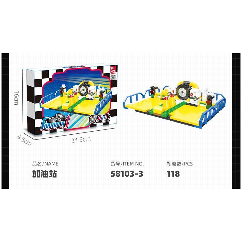 JIESTAR 58103 non  XE DU LỊCH F1 8 TỔ HỢP bộ đồ chơi xếp lắp ráp ghép mô hình Racers FORMULA 1 Đua Tốc Độ 862 khối