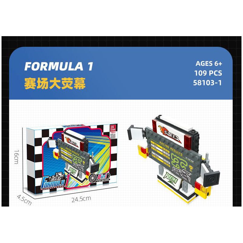 JIESTAR 58103 non  XE DU LỊCH F1 8 TỔ HỢP bộ đồ chơi xếp lắp ráp ghép mô hình Racers FORMULA 1 Đua Tốc Độ 862 khối