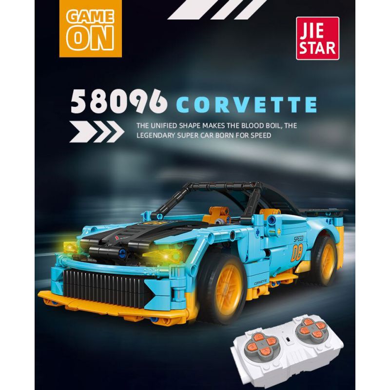 JIESTAR 58096 non  XE THỂ THAO CHEVROLET CORVETTE bộ đồ chơi xếp lắp ráp ghép mô hình Racers Đua Tốc Độ 608 khối