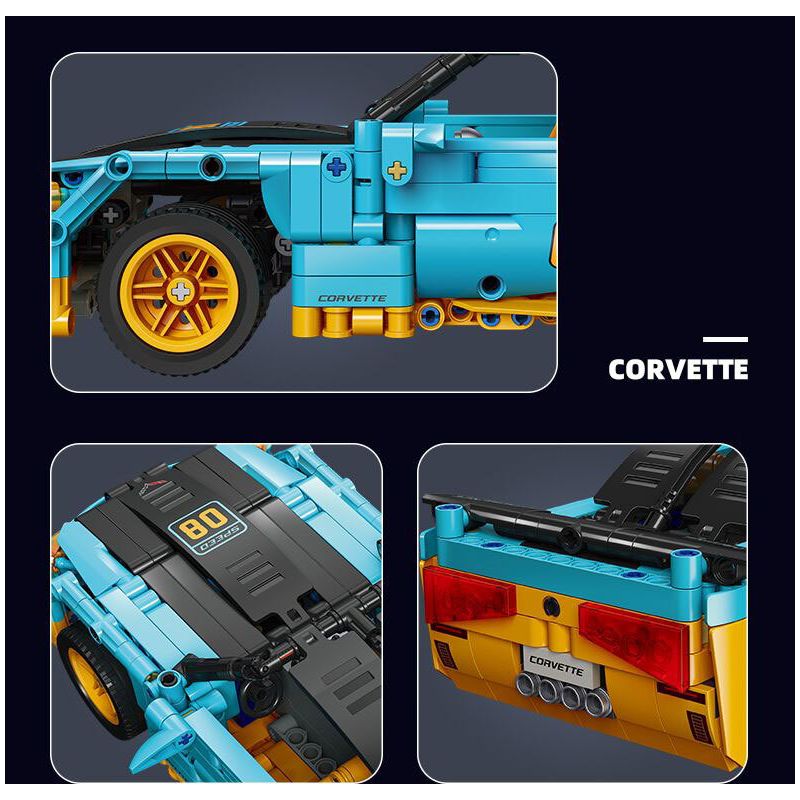 JIESTAR 58096 non  XE THỂ THAO CHEVROLET CORVETTE bộ đồ chơi xếp lắp ráp ghép mô hình Racers Đua Tốc Độ 608 khối
