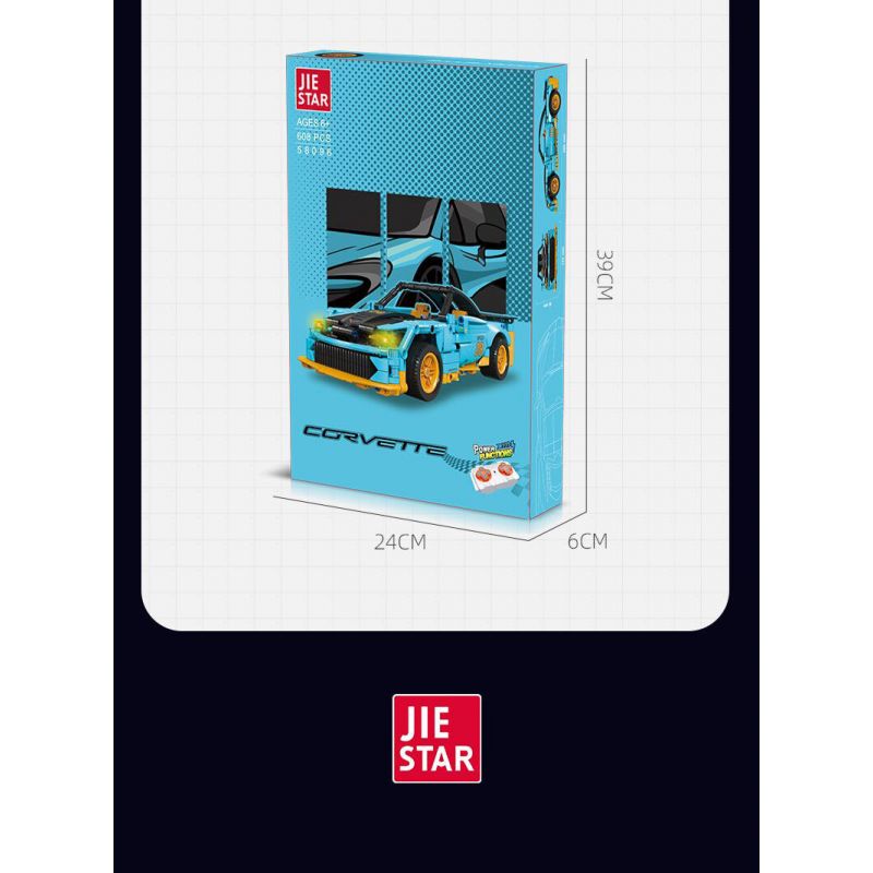 JIESTAR 58096 non  XE THỂ THAO CHEVROLET CORVETTE bộ đồ chơi xếp lắp ráp ghép mô hình Racers Đua Tốc Độ 608 khối