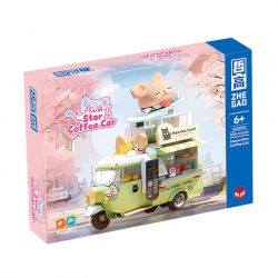 ZHEGAO 663005 non  XE CÀ PHÊ MÈO bộ đồ chơi xếp lắp ráp ghép mô hình STAR COFFEE CAR 1424 khối