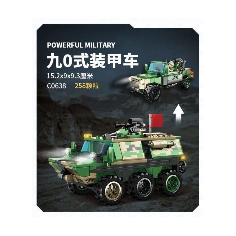 WOMA C0638 0638 non Lego XE BỌC THÉP KIỂU 90 bộ đồ chơi xếp lắp ráp ghép mô hình Military Army POWERFUL MILITARY Quân Sự Bộ Đội 258 khối