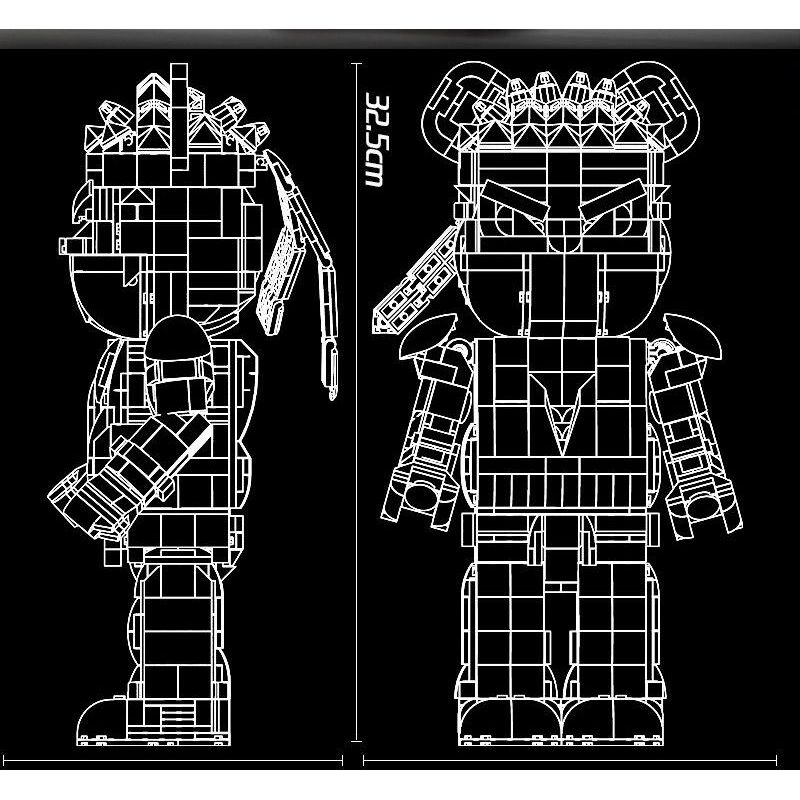 WANGAO 188017 GẤU CƠ KHÍ STREET FIGHTER 400% bộ đồ chơi xếp lắp ráp ghép mô hình