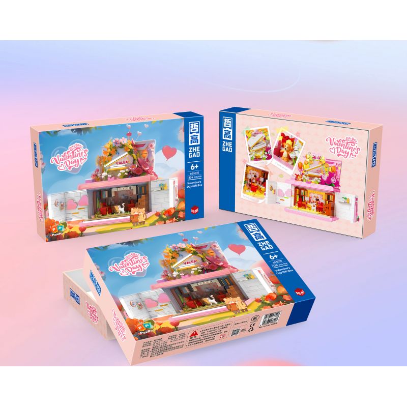 ZHEGAO 663015 HỘP QUÀ NGÀY LỄ TÌNH NHÂN bộ đồ chơi xếp lắp ráp ghép mô hình Creator VALENTINES DAY GIFT BOX Sáng Tạo 1236 khối