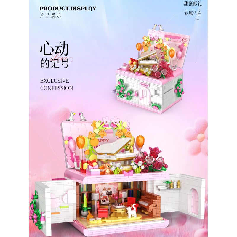 ZHEGAO 663015 HỘP QUÀ NGÀY LỄ TÌNH NHÂN bộ đồ chơi xếp lắp ráp ghép mô hình Creator VALENTINES DAY GIFT BOX Sáng Tạo 1236 khối