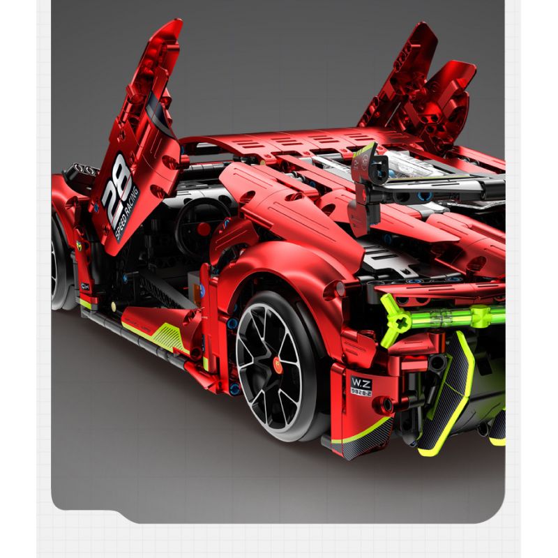 IM.MASTER QIHUI 9828-2 BẬC THẦY MÁY MÓC SIÊU XE DANIU STUNT DRIFT SƠN MÀU ĐỎ TÍA MẠ ĐIỆN tỷ lệ 1:10 bộ đồ chơi xếp lắp ráp ghép mô hình Technic Kỹ Thuật Công Nghệ Cao Mô Hình Phương Tiện 2202 khối