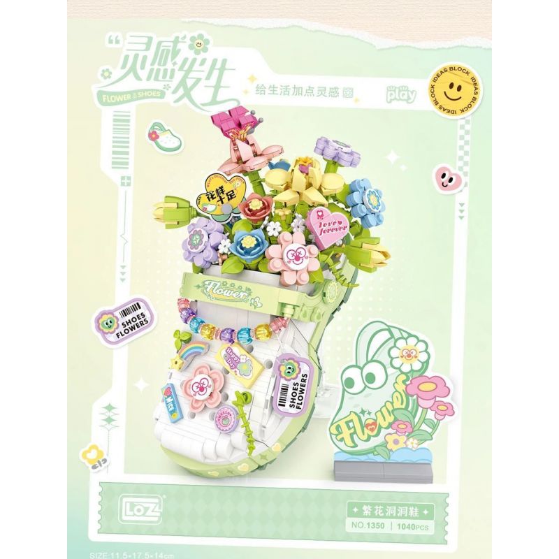 LOZ 1350 CẢM HỨNG XUẤT HIỆN CÁ SẤU HOA bộ đồ chơi xếp lắp ráp ghép mô hình Creator Sáng Tạo 1040 khối