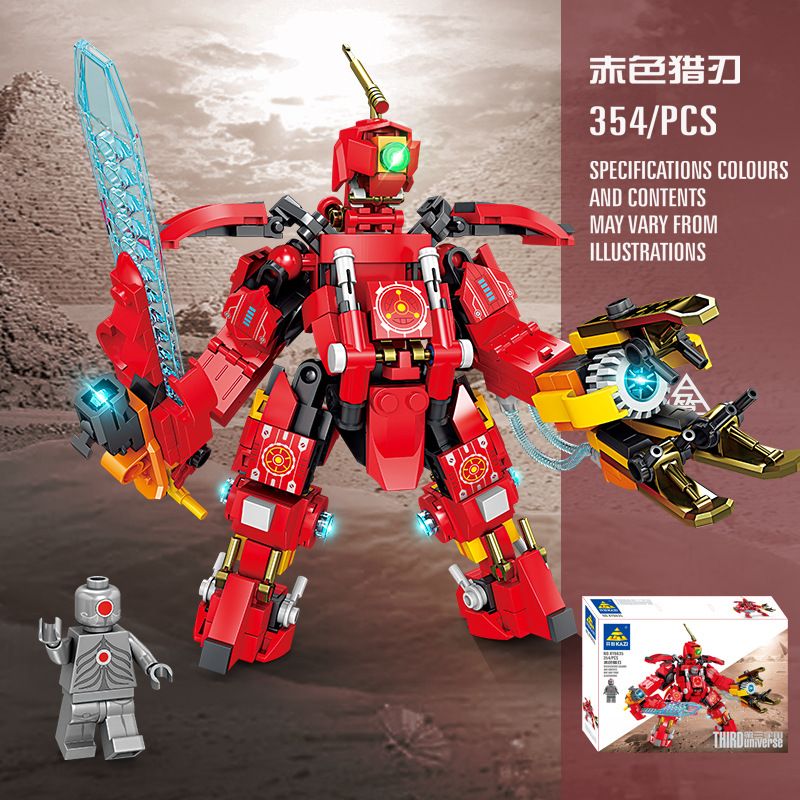Kazi KY6635 6635 VŨ TRỤ 3 MECHA LƯỠI SĂN ĐỎ bộ đồ chơi xếp lắp ráp ghép mô hình THIRD UNIVERSE 354 khối