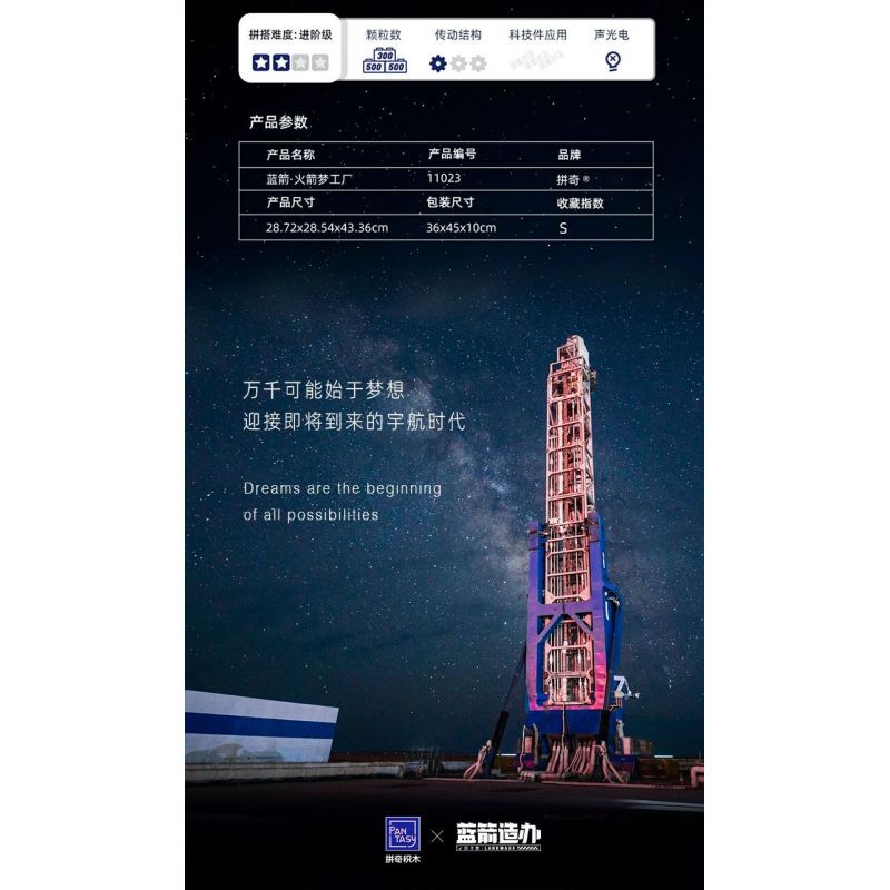 PANTASY 11023 MŨI TÊN XANH·NHÀ MÁY GIẤC MƠ LỬA bộ đồ chơi xếp lắp ráp ghép mô hình City LAND YOUR DREAM IN SPACE Thành Phố 1300 khối