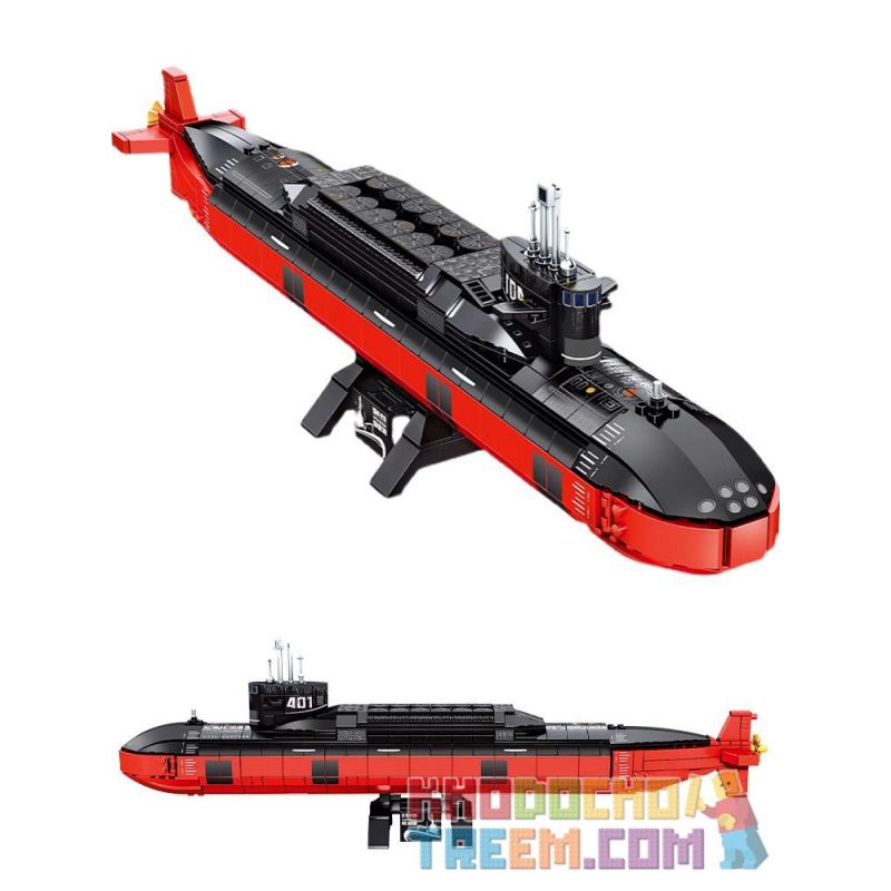 SEMBO 105735 non  TÀU NGẦM HẠT NHÂN CHIẾN LƯỢC TYPE 094 bộ đồ chơi xếp lắp ráp ghép mô hình Iron Blood Heavy Equipment IRON BLOOD HEAVY EQUIPMENT THE TYPE-094 STRATEGIC NUCLEAR SUBMARINE Đặc Nhiệm Máu Và Sắt 996 khối