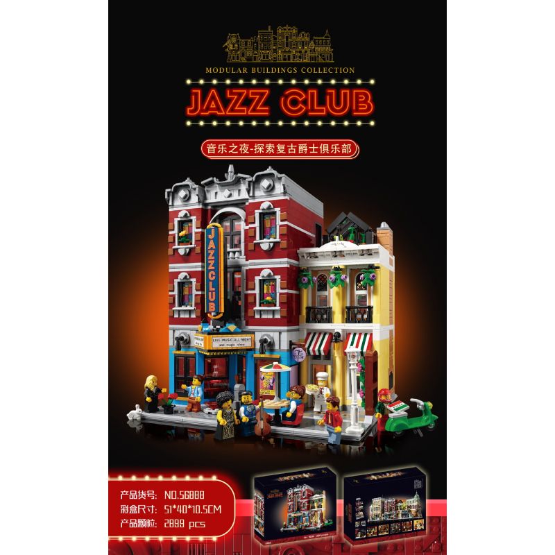 NOT Lego JAZZ CLUB & PIZZERIA 10312 56888 0312 xếp lắp ráp ghép mô hình CÂU LẠC BỘ NHẠC JAZZ Icons 2899 khối