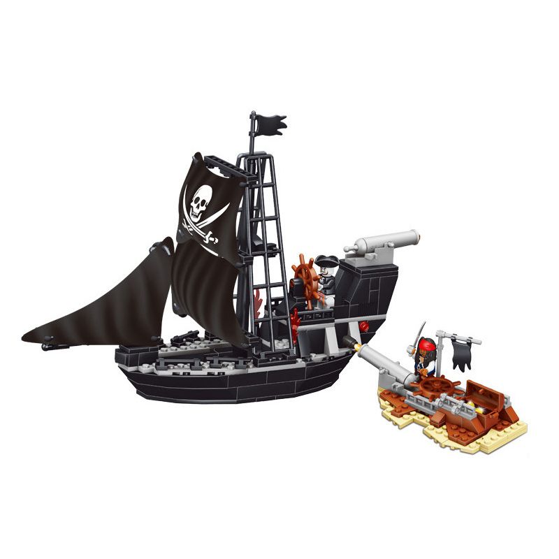 QIZHILE 70008 non Lego TRẬN CHIẾN ĐEN TỐI bộ đồ chơi xếp lắp ráp ghép mô hình Pirates Of The Caribbean FIGHTING AT SEA Cướp Biển Vùng Caribe 225 khối
